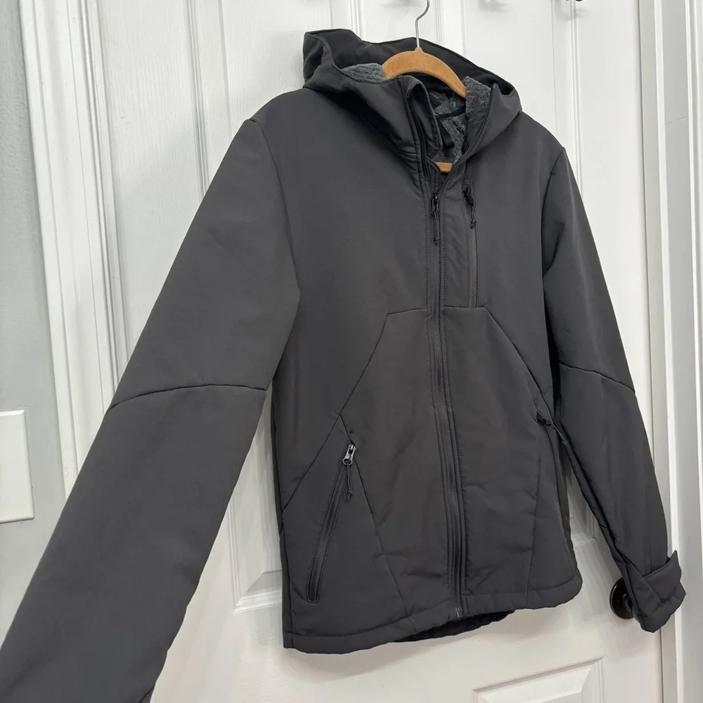 Charcoal Gray Hooded Softshell Jacket | Champion Size S